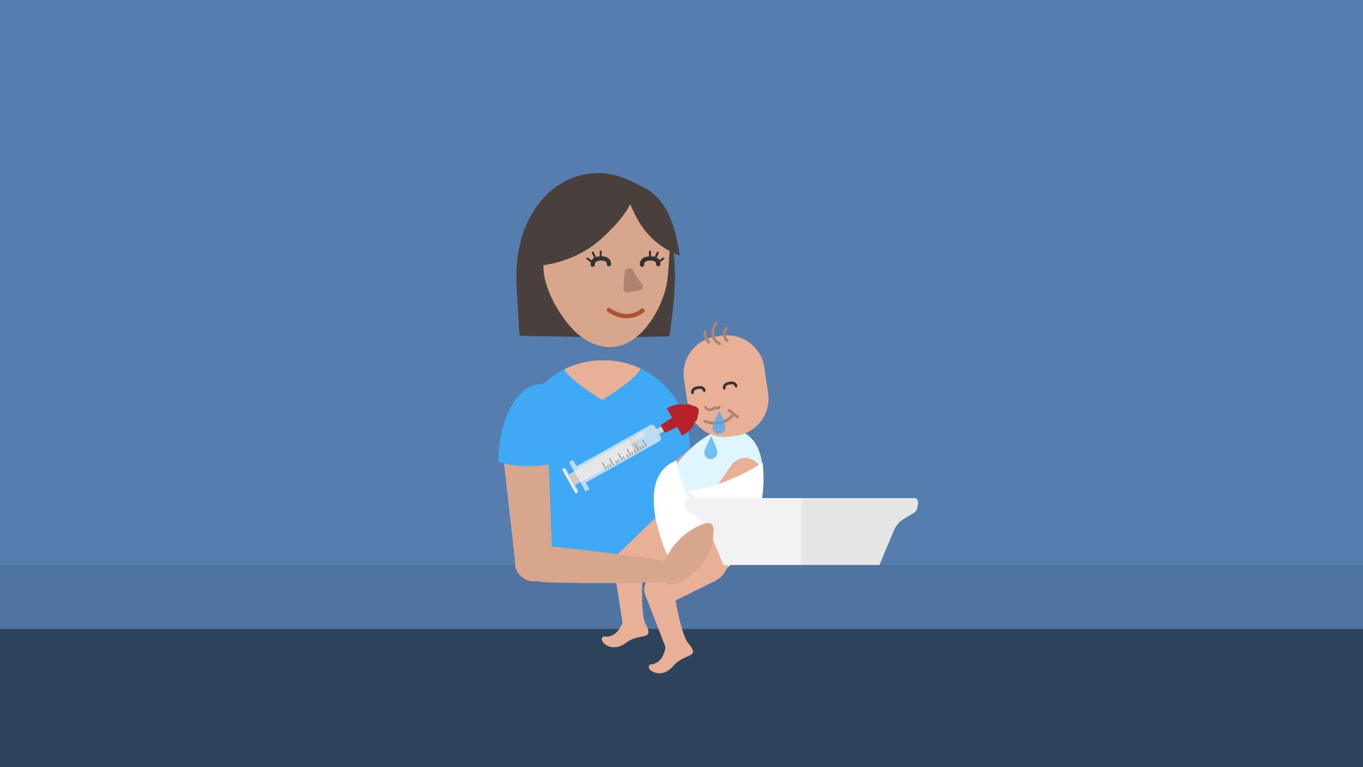 Lavaggi nasali al neonato acqua dall'altra narice